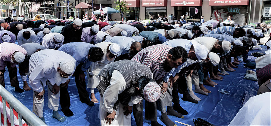 Moslem Day NYC 9_24_2017 Men at Prayer Photograph by Robert Ullmann
