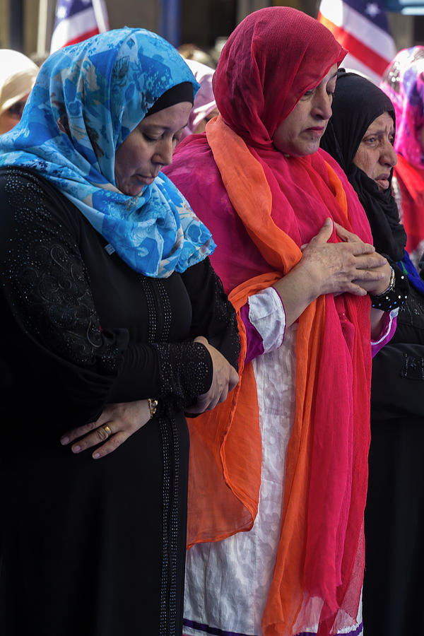 Moslem Day NYC 9_24_2017 Moslem Women Praying Photograph by Robert Ullmann