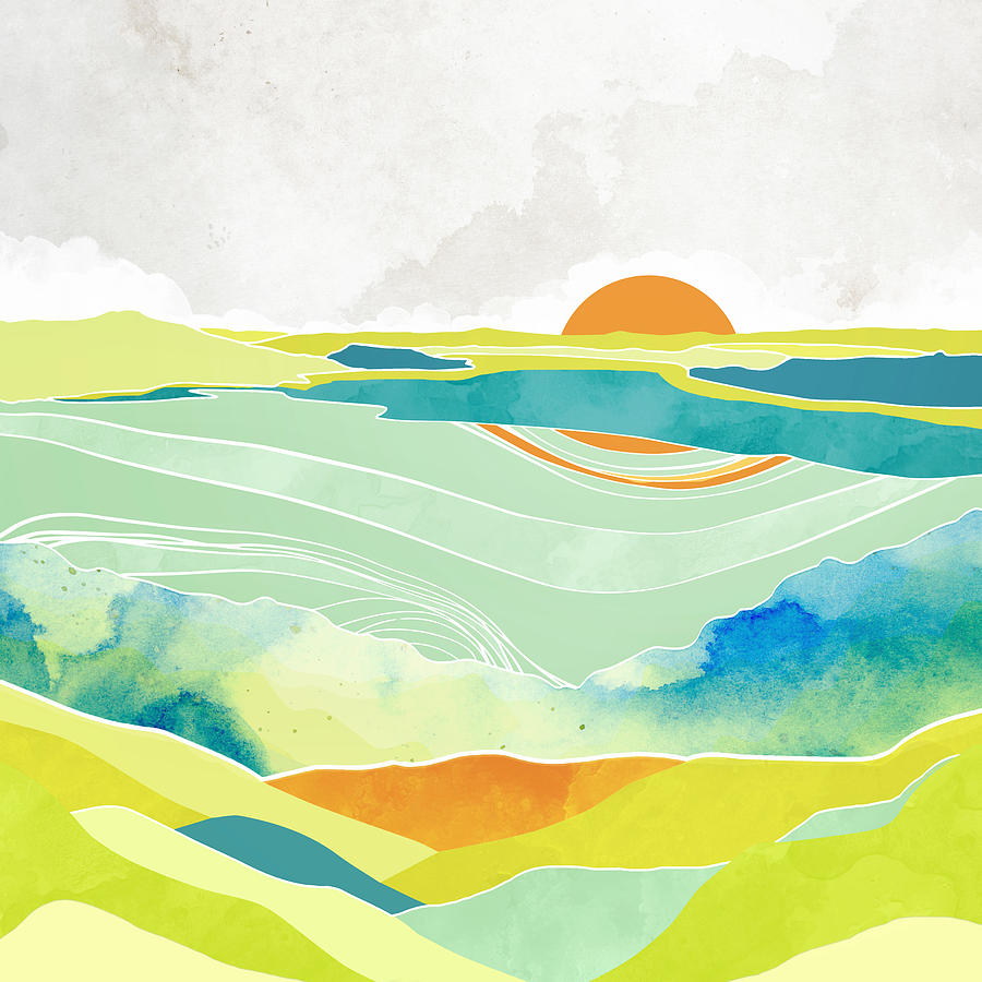 Abstract Digital Art - Moss Hills by Spacefrog Designs