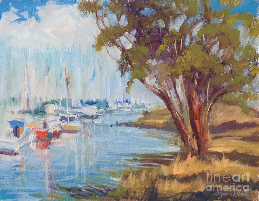 Boats In Harbor Painting - Moss Landing Harbor by Suzanne Elliott Boats In Harbor Painting - Moss Landing Harbor by Suzanne Elliott