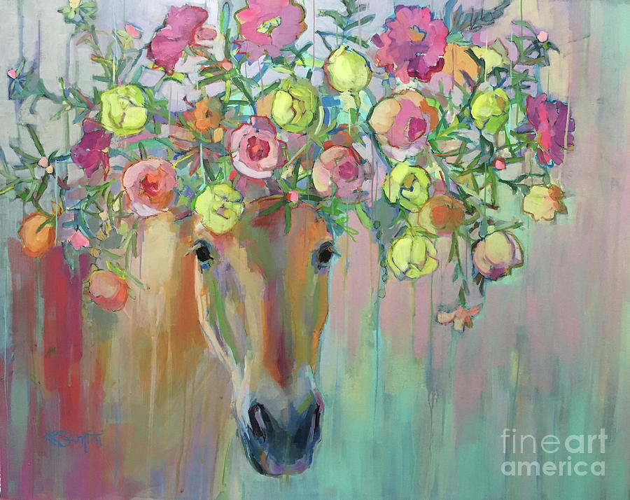 Horse Painting - Moss Rose by Kimberly Santini