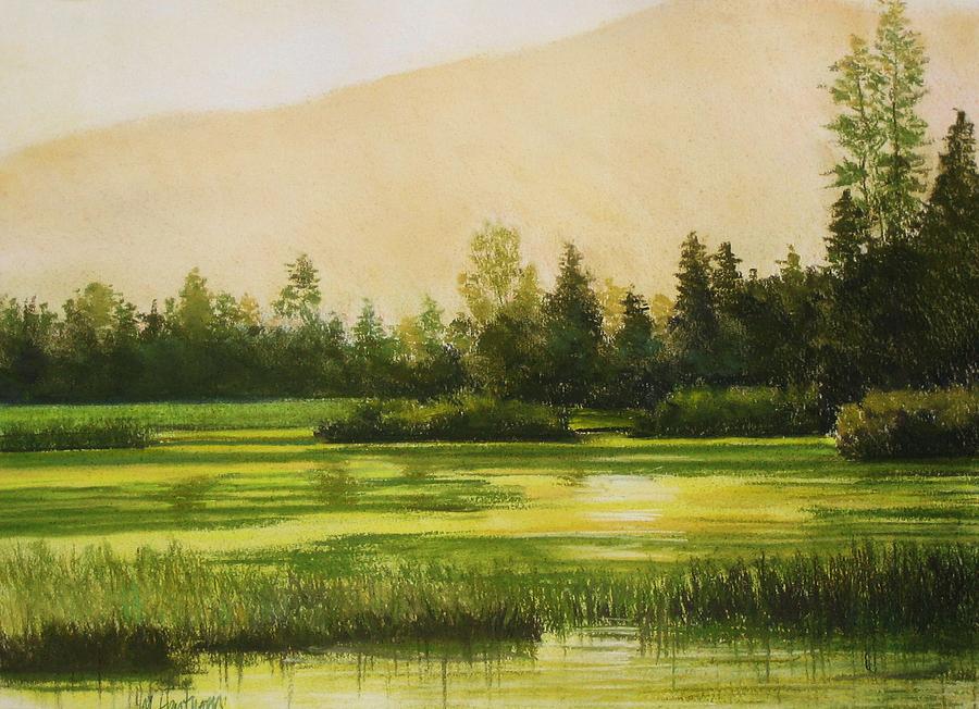 Landscape Painting - Mossy Lake at Dawn by Mark Henthorn