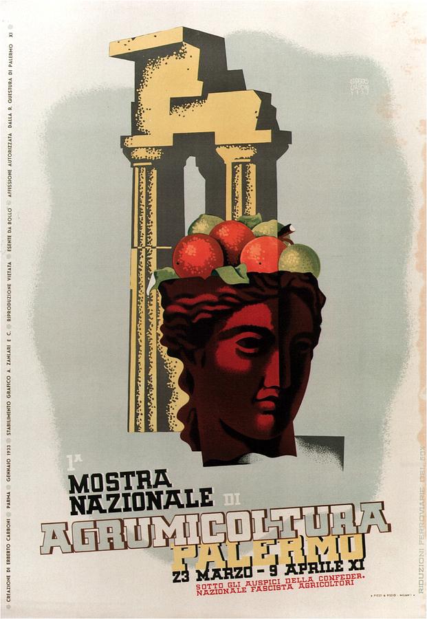 Mostra Nazionale Di Agrumicoltura, Palermo, Italy - Retro Travel Poster - Vintage Poster Mixed Media