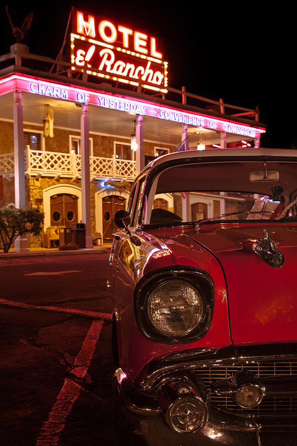 Car Photograph - Motel el Rancho Night by Rick Pisio