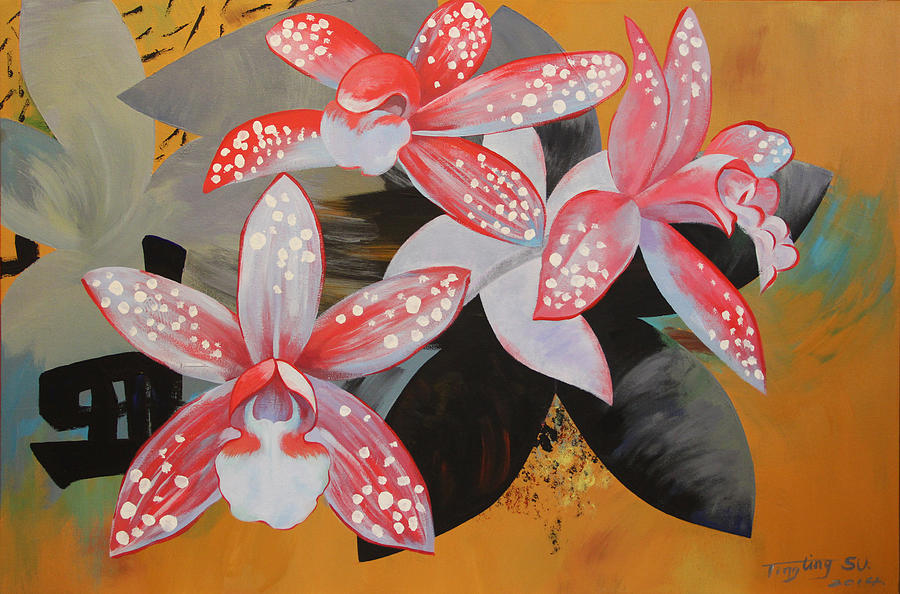 Moth orchid Painting by Tingting Su