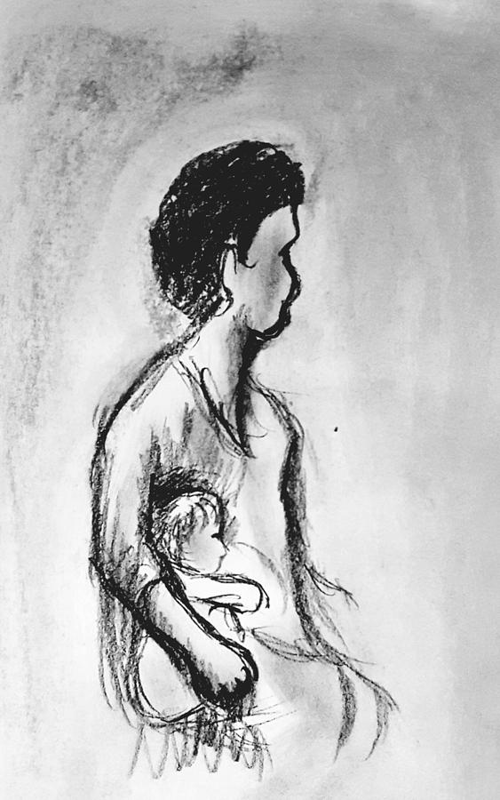 Mother and baby p Drawing by Hae Kim