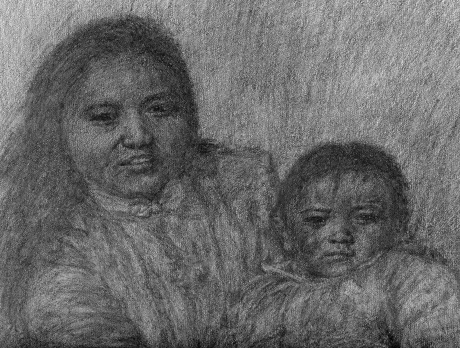 Mother and child - Detail Drawing by Sami Tiainen