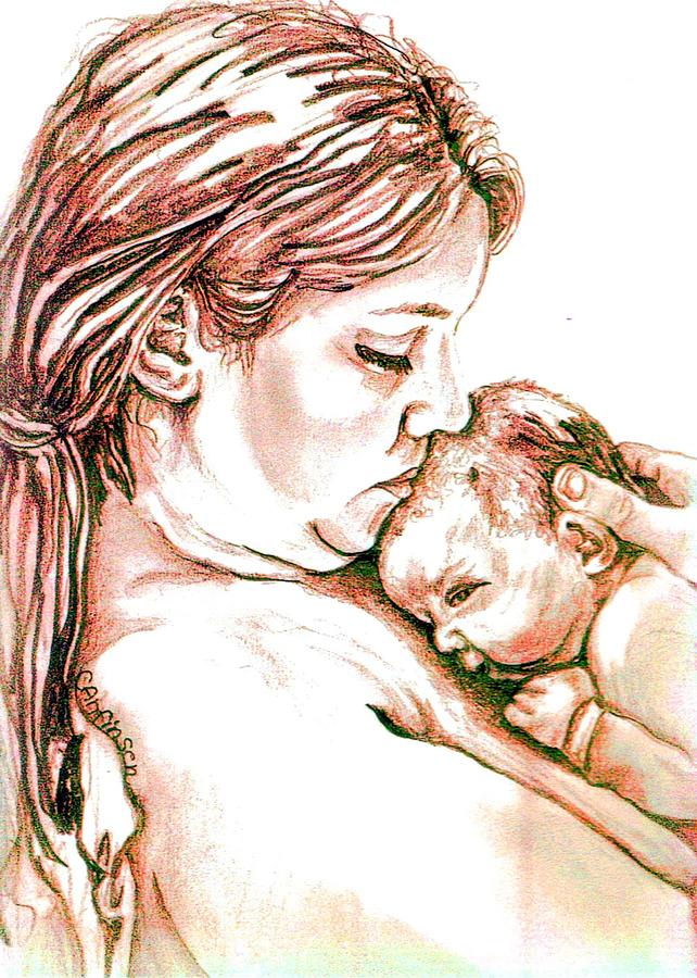 Mother Drawing - Mother and Child 1 by Carol Allen Anfinsen