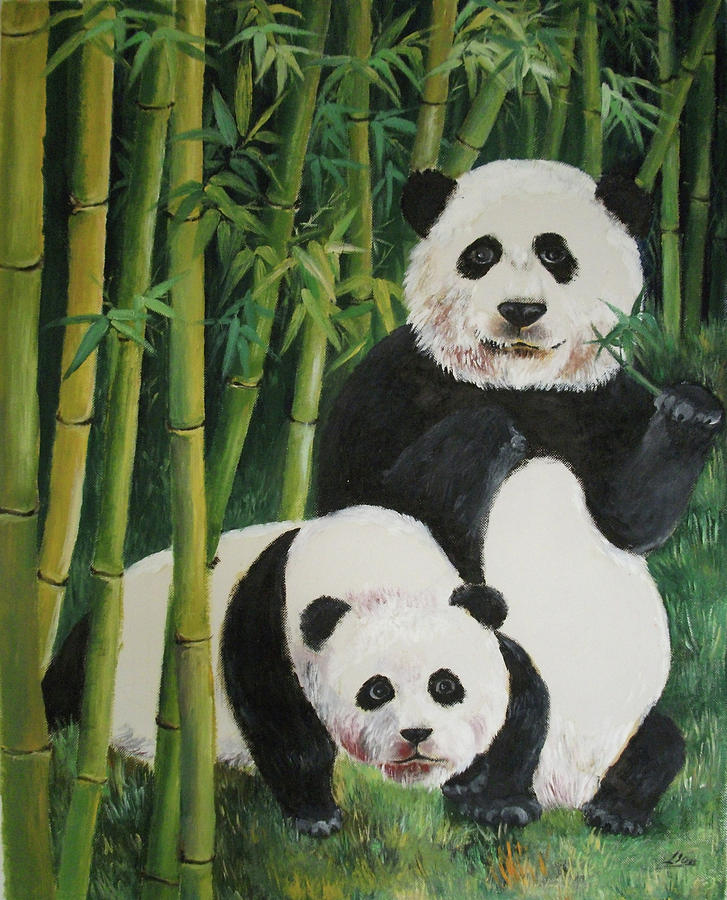 Nature Painting - Mother And Child 2 by Lian Zhen Nature Painting - Mother And Child 2 by Lian Zhen