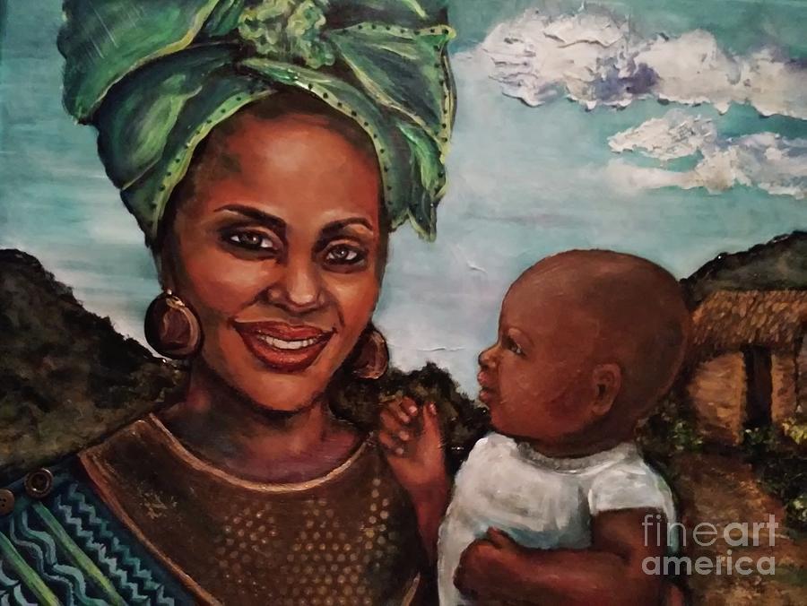 Mother and Child 2017 Painting by Alga Washington