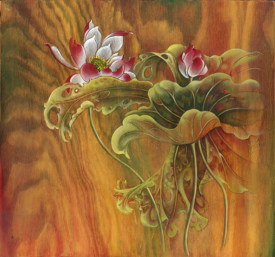 Lotus Painting - Mother and Child by Anna Ewa Miarczynska Lotus Painting - Mother and Child by Anna Ewa Miarczynska