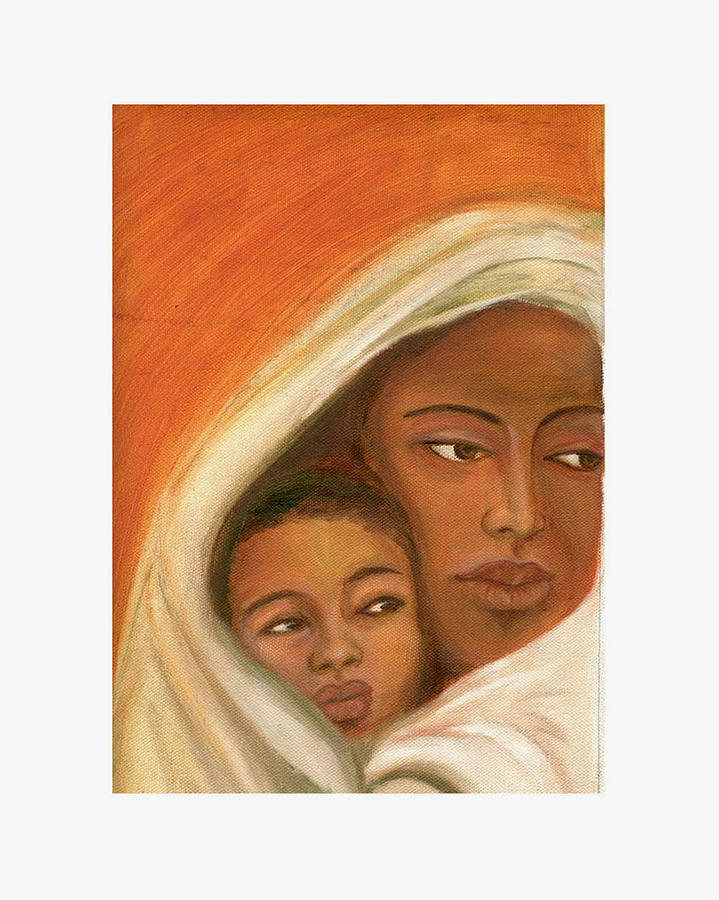 Mother and child Painting by Asha Sudhaker Shenoy