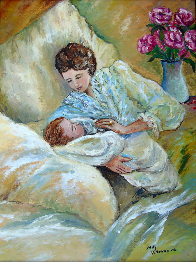 Mother and Child by May Villeneuve Painting by Susan Lafleur for May Villeneuve