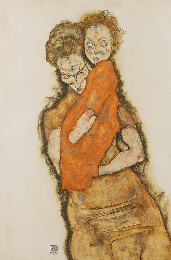 Mother and Child, from 1914 Drawing by Egon Schiele