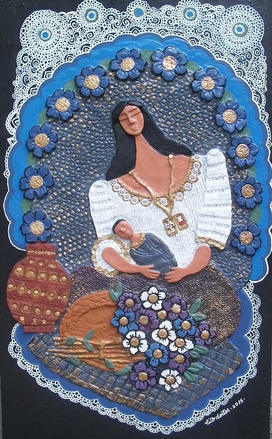 Flower Mixed Media - Mother And Child-flower Vendor by Otil Rotcod
