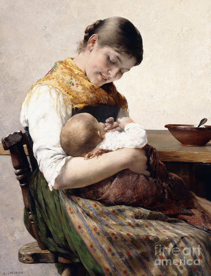 Mother and Child  Painting by Georges Jacobides
