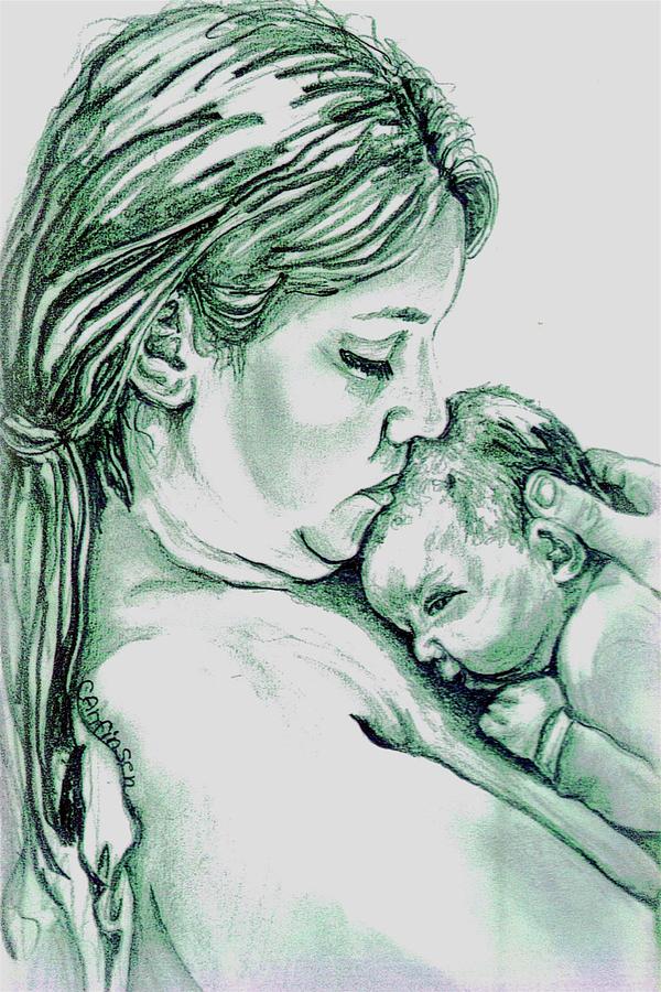 Mother and Child II Drawing by Carol Allen Anfinsen