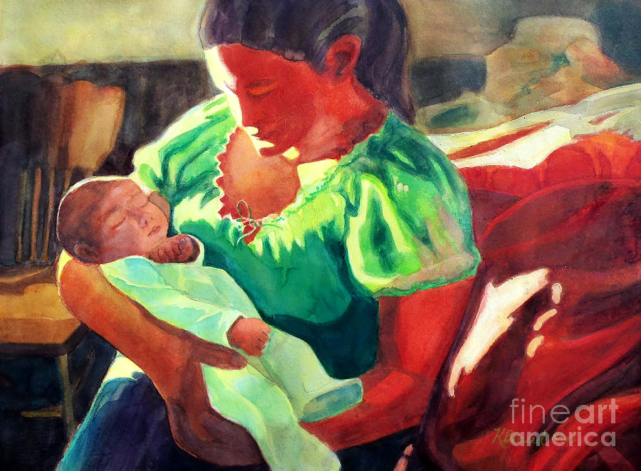 Mother and Child in Red2 Painting by Kathy Braud