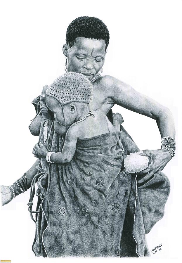 mother holding child drawing