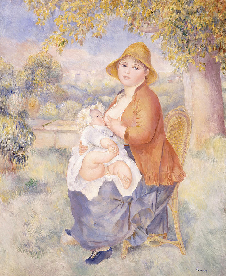 Mother and Child, Maternity Painting by Pierre Auguste Renoir