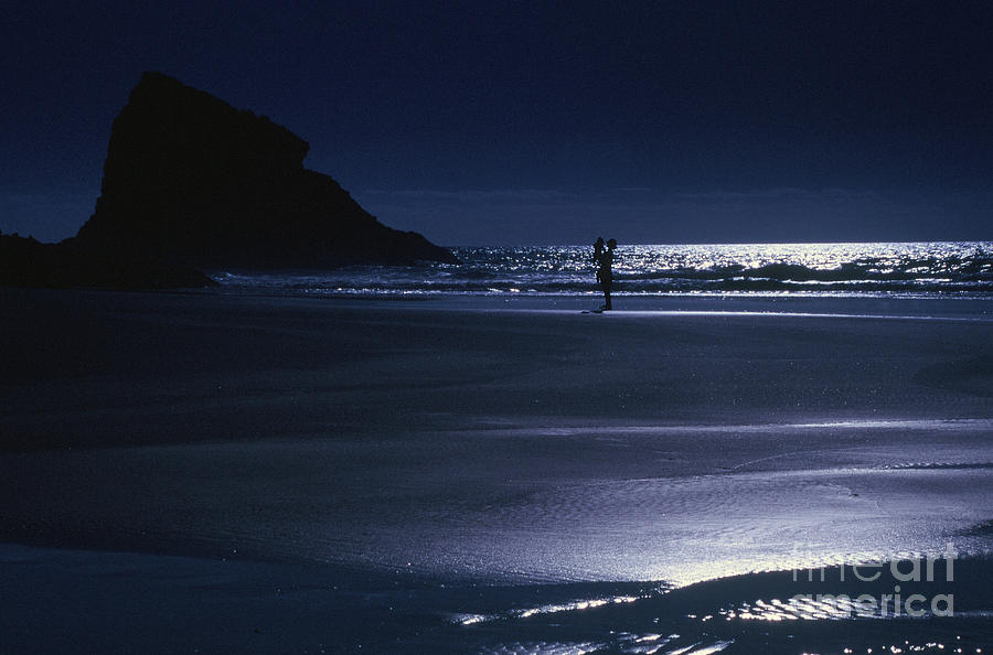 Mother and Child on Neskowin Beach by Moonlight Photograph by Rick Bures
