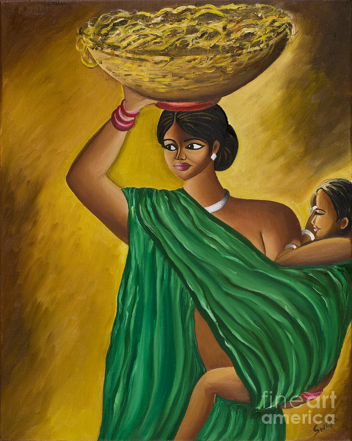 Woman Painting - Mother and Child by Sweta Prasad