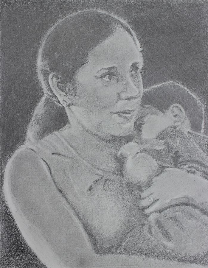 Mother and Child Drawing by Vera Smith