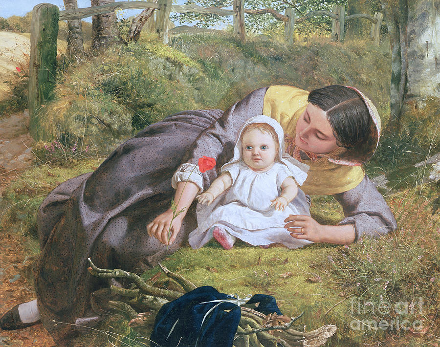 Mother and Child with a poppy Painting by Frederick Richard Pickersgill
