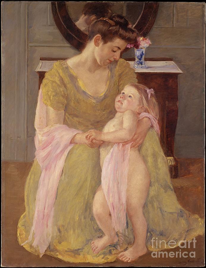 Mary Cassatt Painting - Mother and Child with a Rose Scarf by Celestial Images