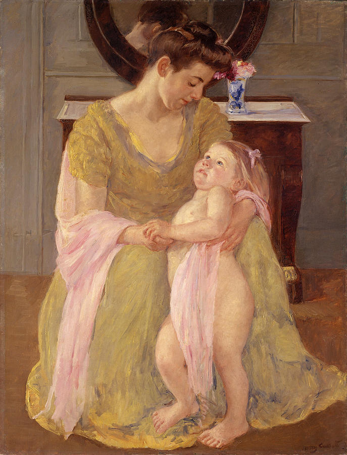 Mother and Child with a Rose Scarf Painting by Mary Stevenson Cassatt