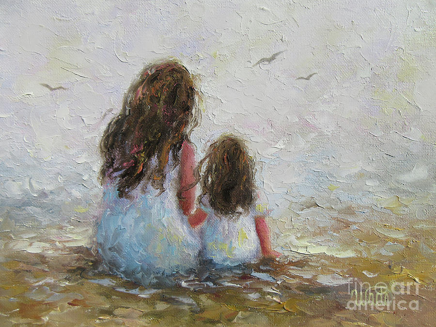 Impressionism Painting - Mother and Daughter Chat by Vickie Wade