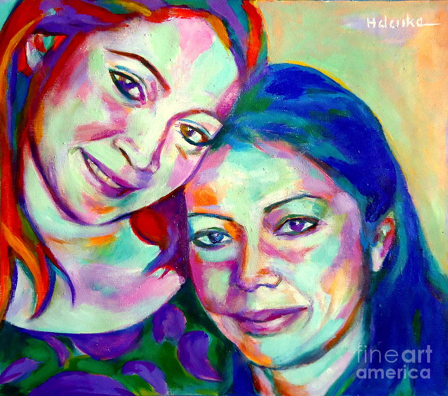 Mother and daughter Painting by Helena Wierzbicki