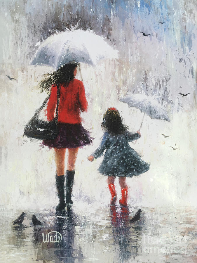  ◦˚ღ ســـجل حضــورك بــلوحه فنية ღ˚◦ - صفحة 2 Mother-and-daughter-rainy-day-walk-vickie-wade