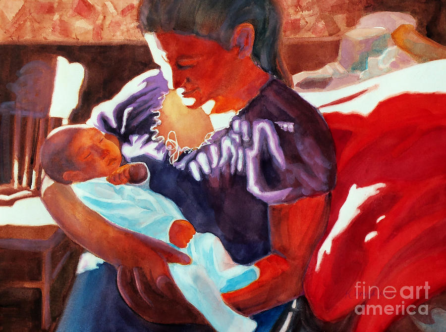 Mother and Newborn Child Painting by Kathy Braud