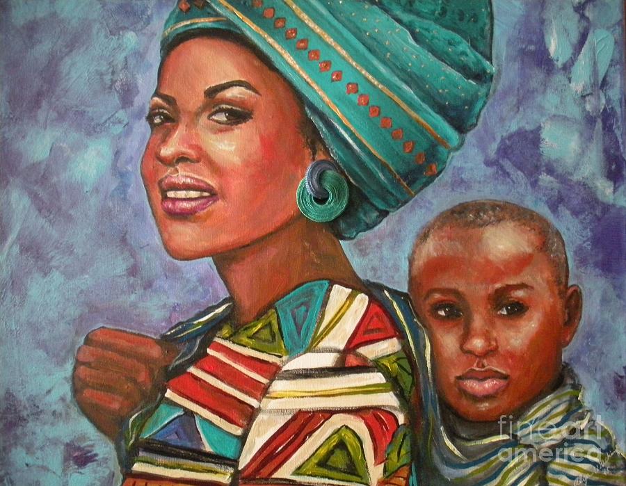 Mother and Son Painting by Alga Washington