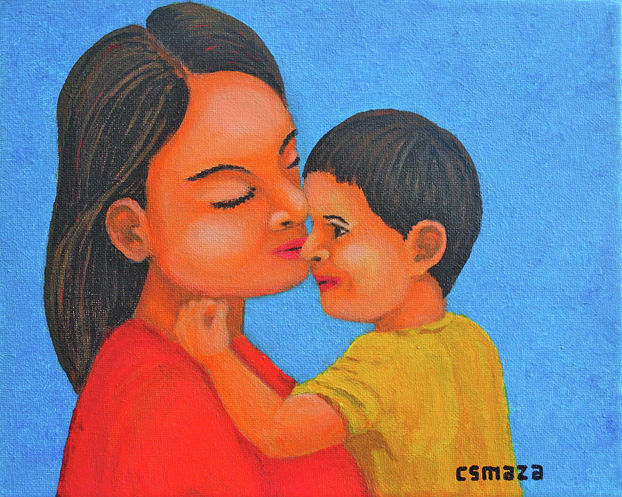Mother and Son Painting by Cyril Maza