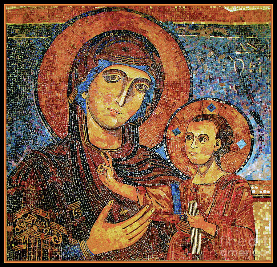Madonna della Bruna - Mother Mary and Son Jesus Mosaic Icon at Ein Karem Photograph by Nieves Nitta