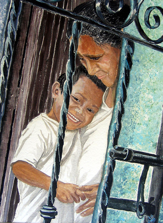 Mother and son Painting by Sarah Hornsby