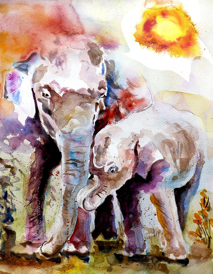 Wildlife Painting - Mother And Son by Steven Ponsford