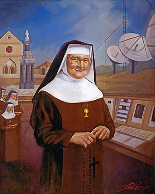 Catholic Tv Painting - Mother Angelica - Nun Of The Media by Mark Sanislo Catholic Tv Painting - Mother Angelica - Nun Of The Media by Mark Sanislo