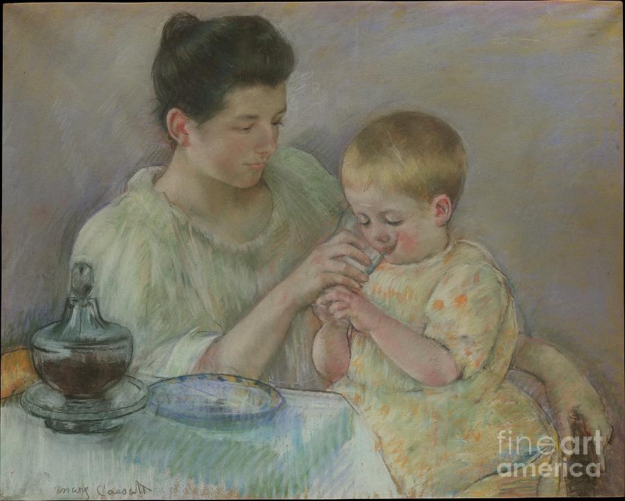 Mary Cassatt Painting - Mother Feeding Child by Celestial Images