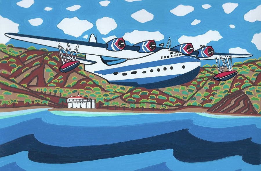Seaplane Painting - Mother Goose by Carlos Martinez Seaplane Painting - Mother Goose by Carlos Martinez