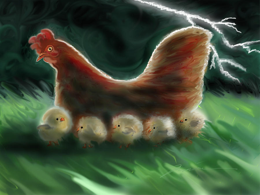 Mother Hen Painting by Jean Pacheco Ravinski