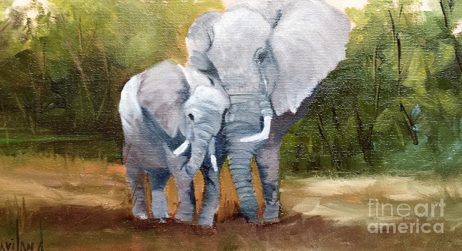 Mother Love Elephants Painting by Barbara Haviland