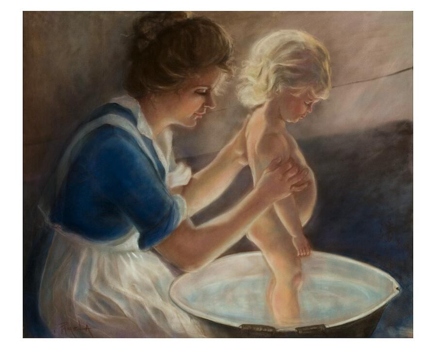 Mother Love-the Bath Pastel by Pamela Mccabe