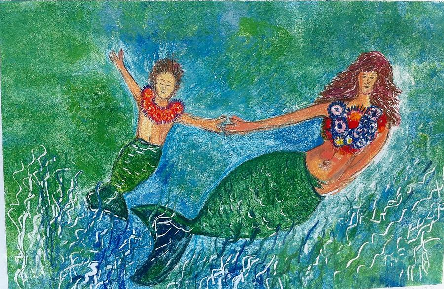 Mother Mermaid and child. Mixed Media by Gayle Austin - Fine Art America