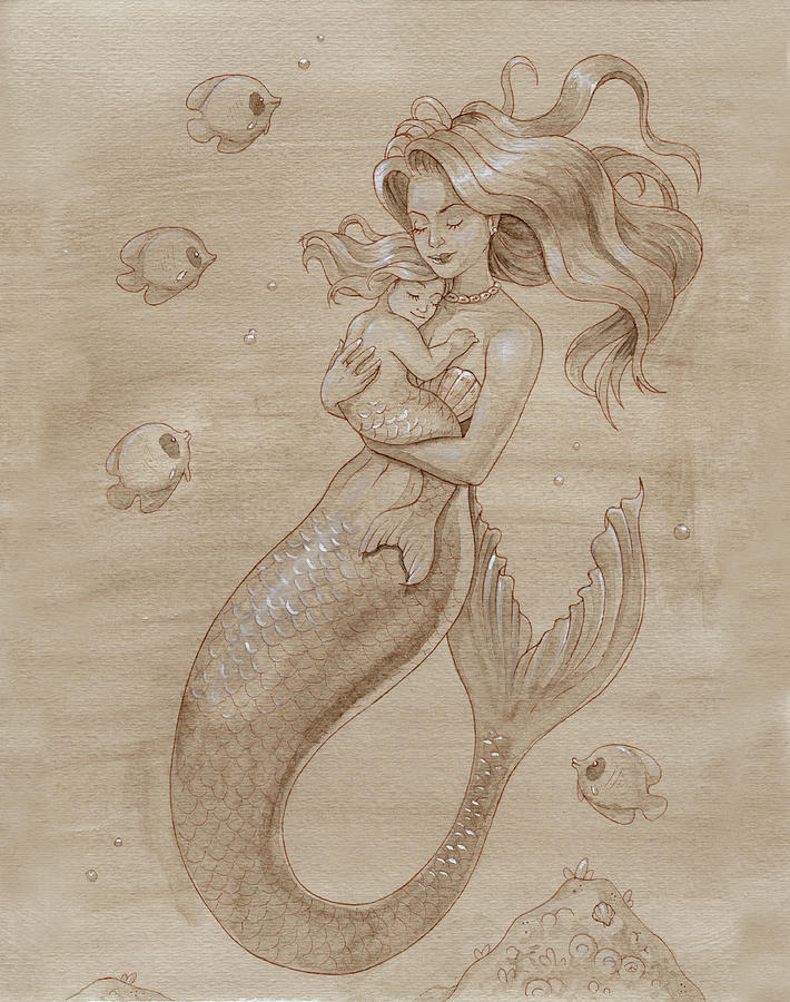 Mermaid Mixed Media - Mother Mermaid by Dream Pigment