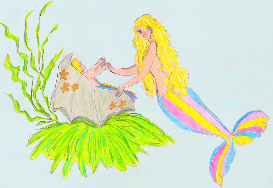 Mother Mermaid Drawing by Rosalie Scanlon