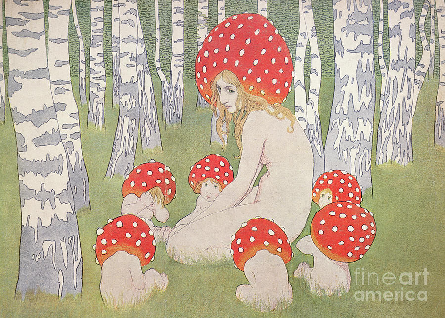 Mother Mushroom with her children Drawing by Edwars Okun