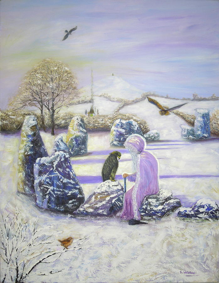 Mother of Air Goddess Danu - Winter Solstice Painting by Shirley Wellstead